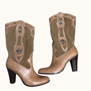 Women's Miranda Lambert Heeled Boots Country Cross Y2K Shin Height SZ 10M